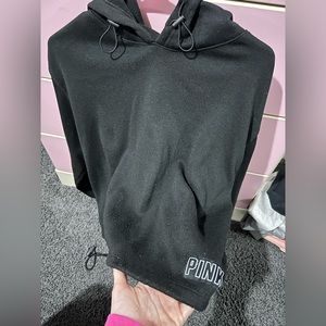 PINK cropped rainbow logo hoodie